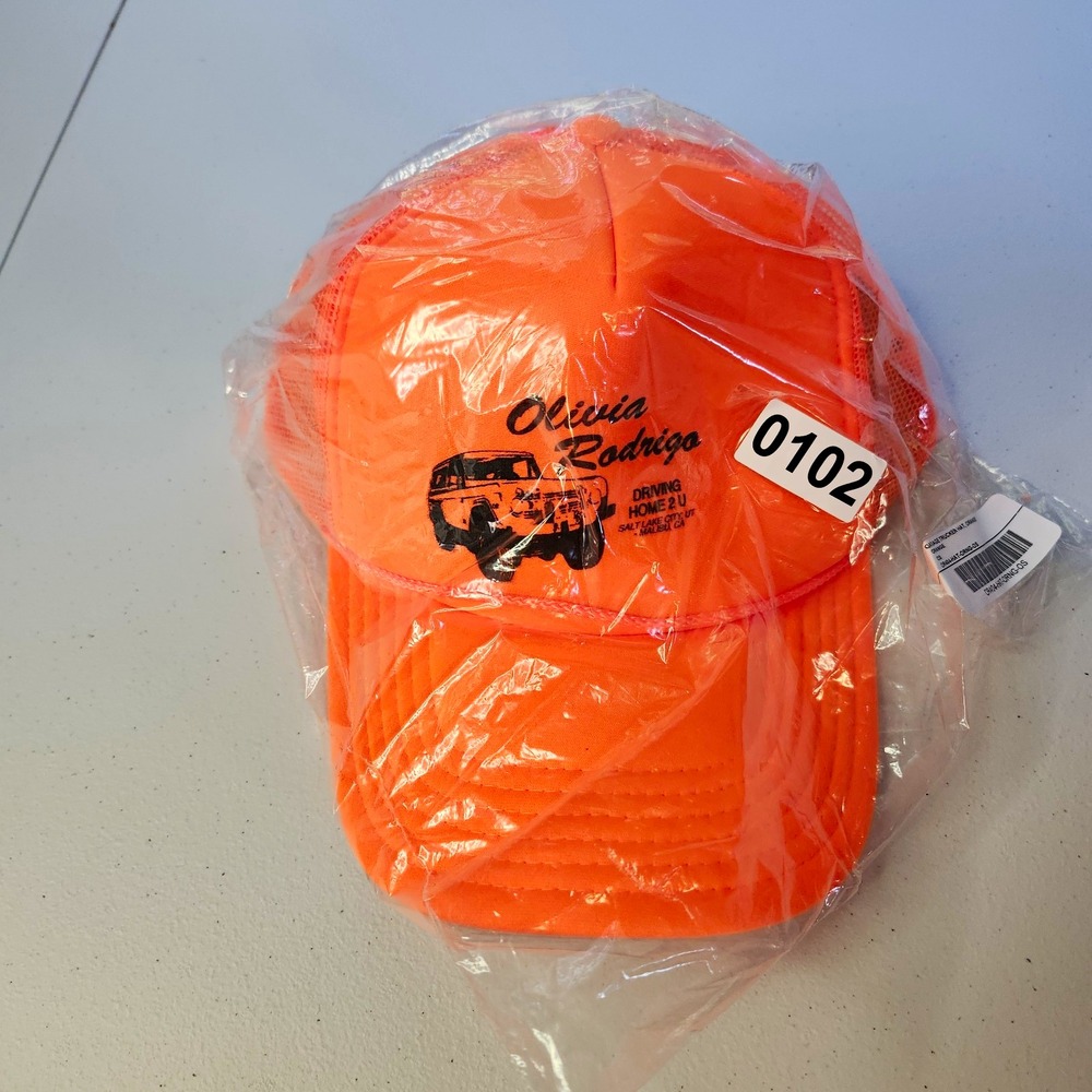 Olivia Rodrigo Orange Trucker Hat Mesh Back Adjustable Graphic Print One Size